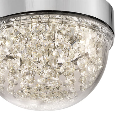 Diyas Harper 20cm Small Flush  6W 500lm LED 4000K Polished Chrome/Crystal, 3yrs Warranty Crystal Ceiling Light Fitting