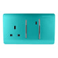 Trendi Artistic Modern Glossy 45 A Cooker Switch & Plug Socket Inc Neon Insert Bright Teal