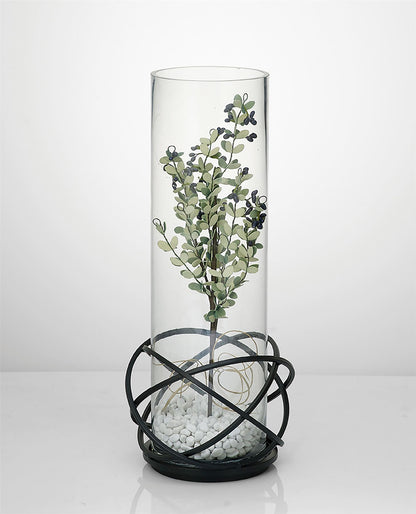 Diyas Home (DH) Oriana Candle Holder 19Cm Black/Clear Glass Art
