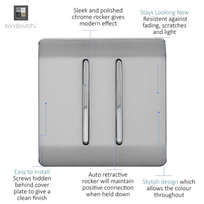 Trendi Artistic Modern Glossy Tactile Auto Retractive 2 Door Bell Switch Stainless Steel