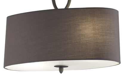 Mantra M3690 Lua Oval Semi Ceiling 2 Light E27, Ash Grey with Ash Grey Shade