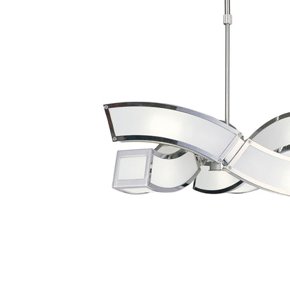 Mantra M0389 Duna E27 Pendant 3 Arm 6 Light E27, Polished Chrome/White Acrylic