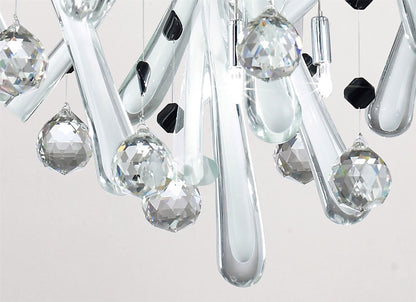 Diyas Class 45cm  Round 10 Light G4 Polished Chrome/White Glass/Crystal, NOT LED/CFL Compatible Ceiling Pendant Light Fitting