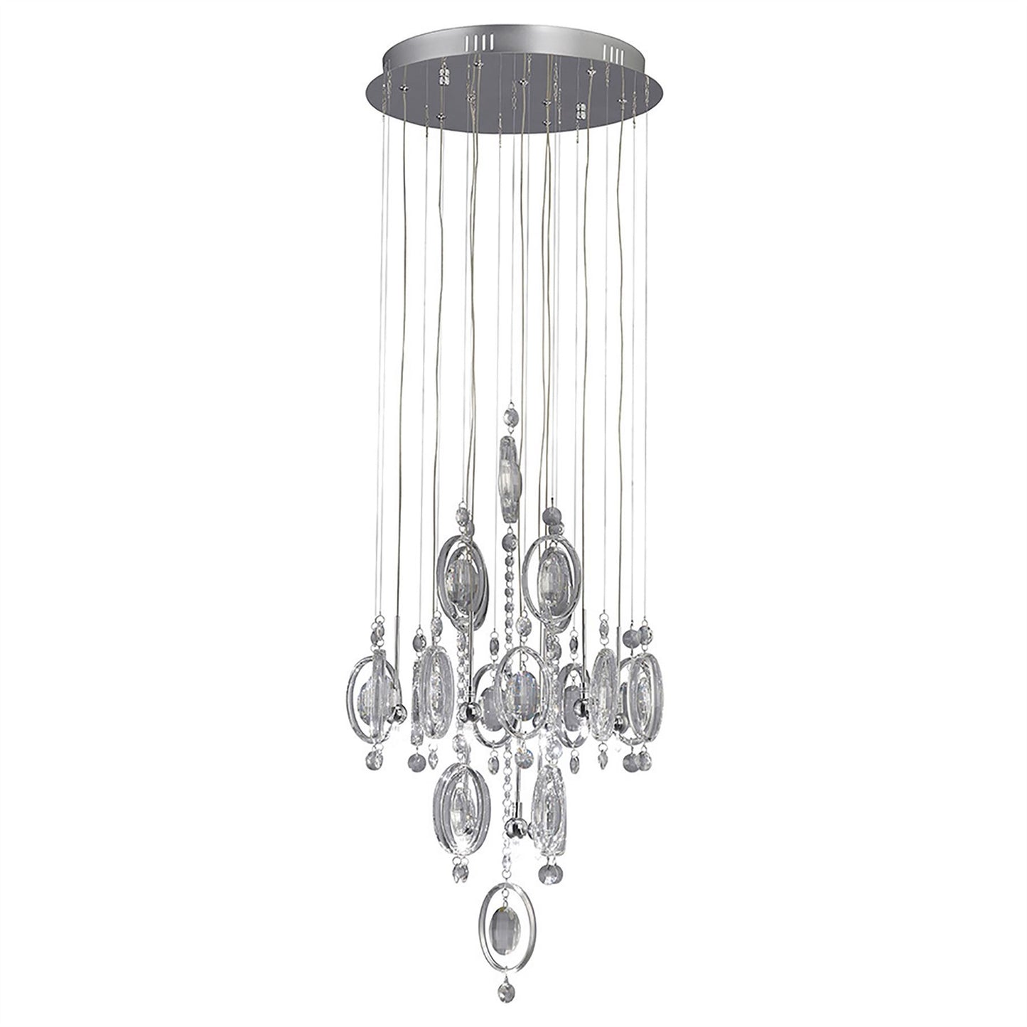 Diyas Solana 40cm  9 Light G4 Polished Chrome/Crystal, NOT LED/CFL Compatible Ceiling Pendant Light Fitting