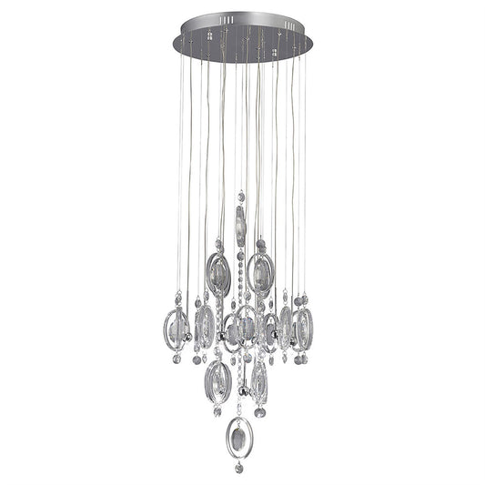 Diyas Solana 40cm  9 Light G4 Polished Chrome/Crystal, NOT LED/CFL Compatible Ceiling Pendant Light Fitting