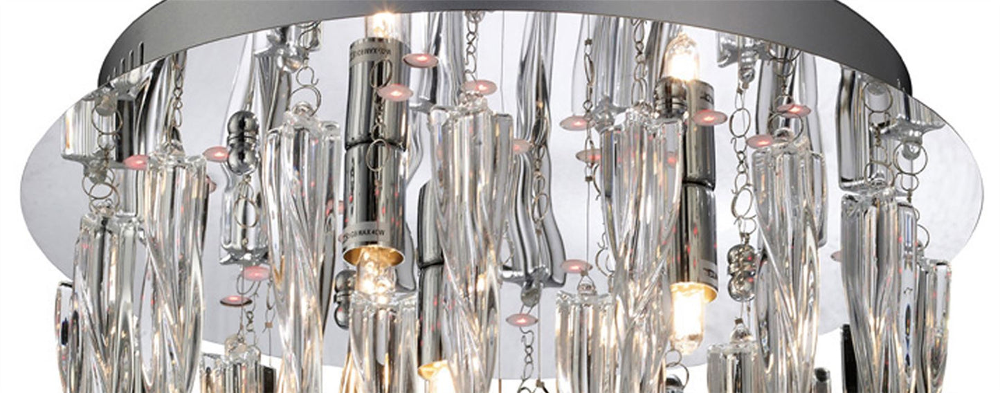 Diyas Tropez 30cm  3 Light G9 with RGB LEDs and Remote Control Polished Chrome/Glass Ceiling Light Fitting