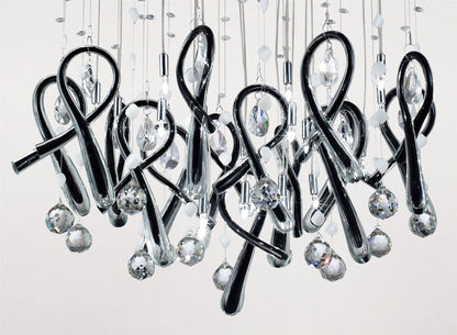 Diyas Class 60cm  Round 20 Light G4 Polished Chrome/Black Glass/Crystal, NOT LED/CFL Compatible Ceiling Pendant Light Fitting