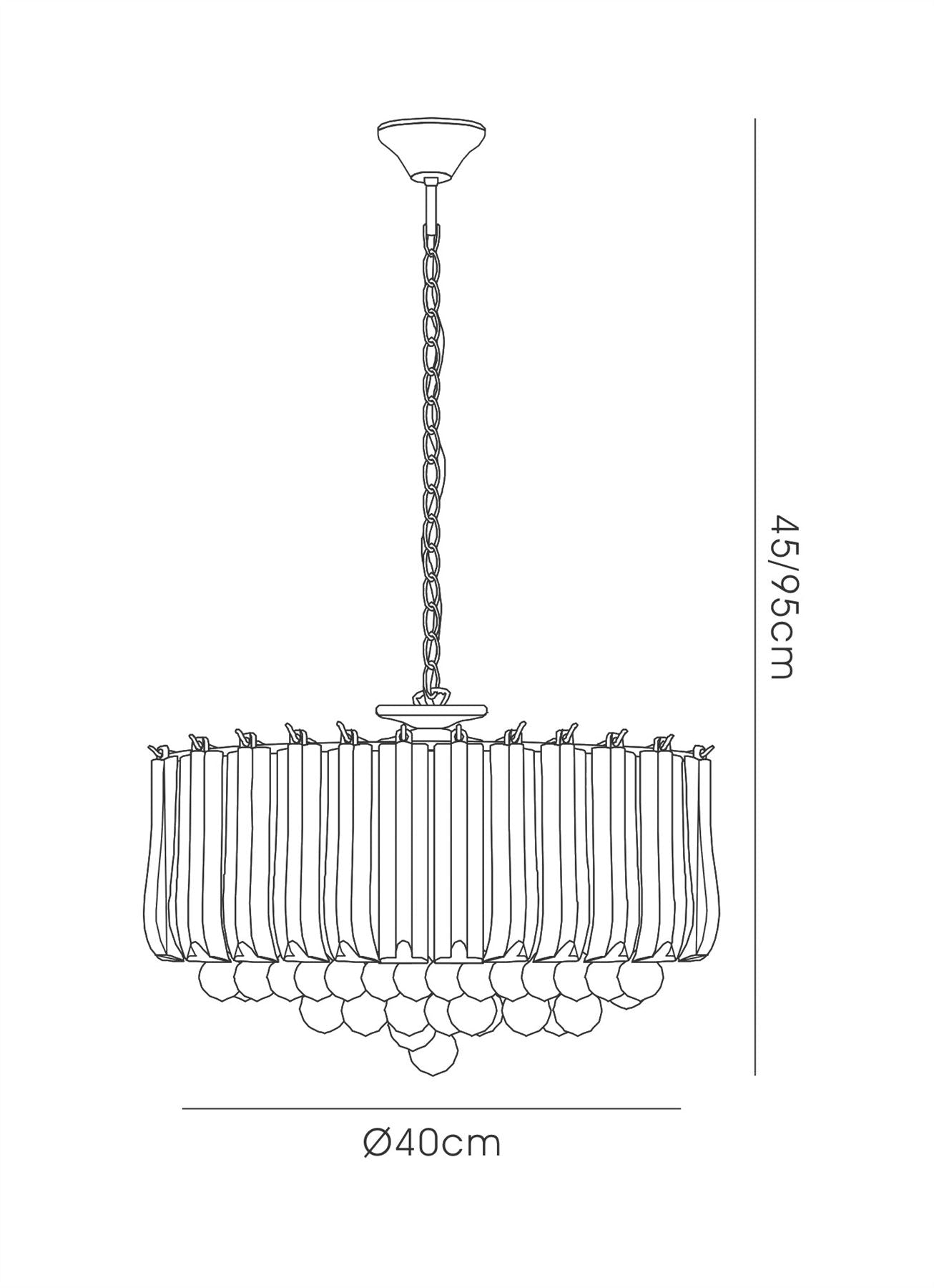 Deco Lana Pendant with Acrylic Spheres, 5 Light E14 Polished Chrome Finish