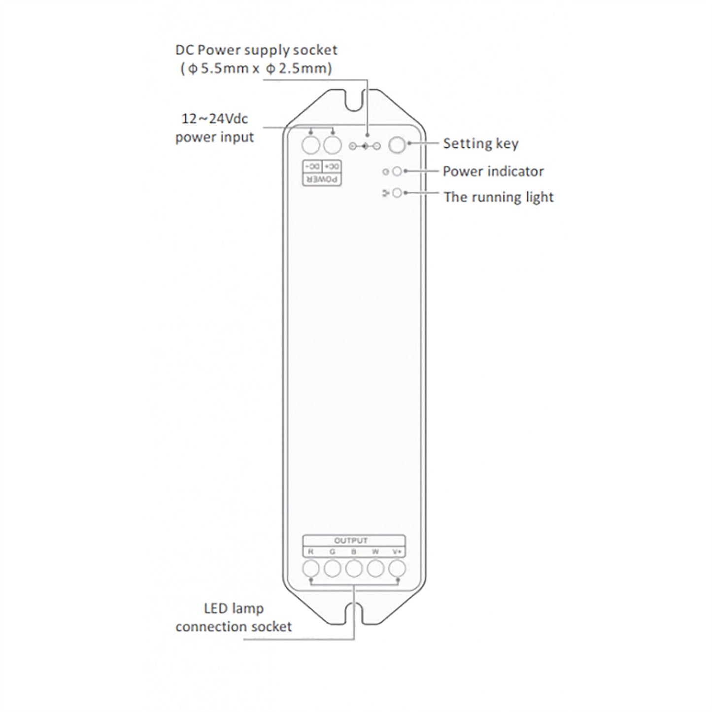 LTECH Wireless Receiver WiFi RGBW Controller, 12/24V DC, 144/288W, 12A (3A x 4CH), Supports WiFi/3G/4G Controllers
