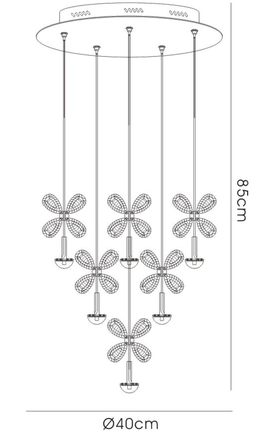 Diyas Aviva 40cm Round 10 Light 4000K LED Polished Chrome/Crystal Ceiling Pendant Light Fitting