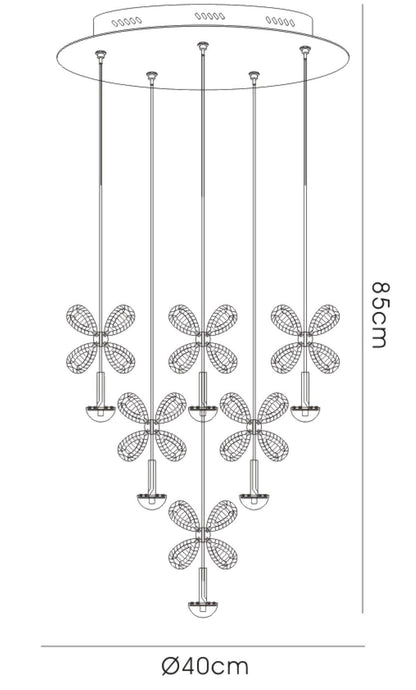 Diyas Aviva 40cm  Round 10 Light 4000K LED Polished Chrome/Crystal Ceiling Pendant Light Fitting