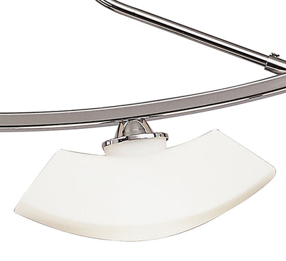 Mantra Lupa Telescopic Pendant Curved Linear Bar 4 Light G9, Polished Chrome/Frosted White Glass