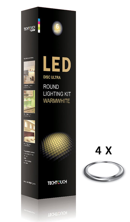 Techtouch Disc Ultra Warm White Kit 4x18 LED (6W) C/W 2.5m Cable Indoor