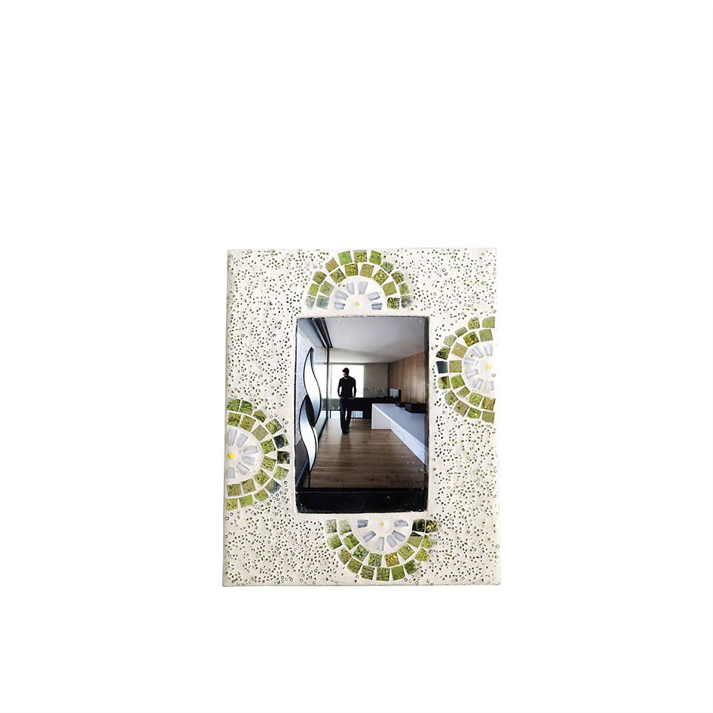 Diyas Home (DH) Floretta Mosaic Photo frame Green/Silver/White Mosaic
