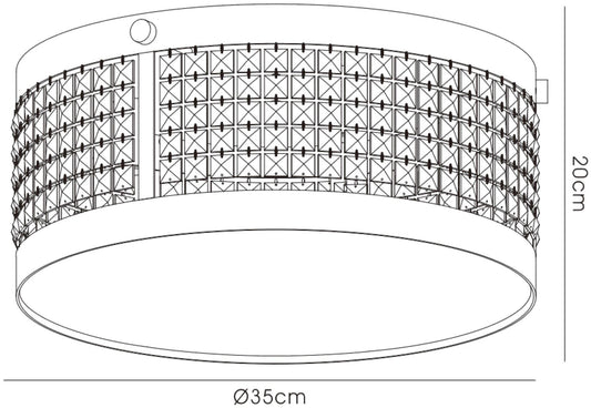 Diyas Celsa 35cm Flush  3 Light E14 Polished Chrome/Dark Brown Faux Leather/Crystal Ceiling Light Fitting