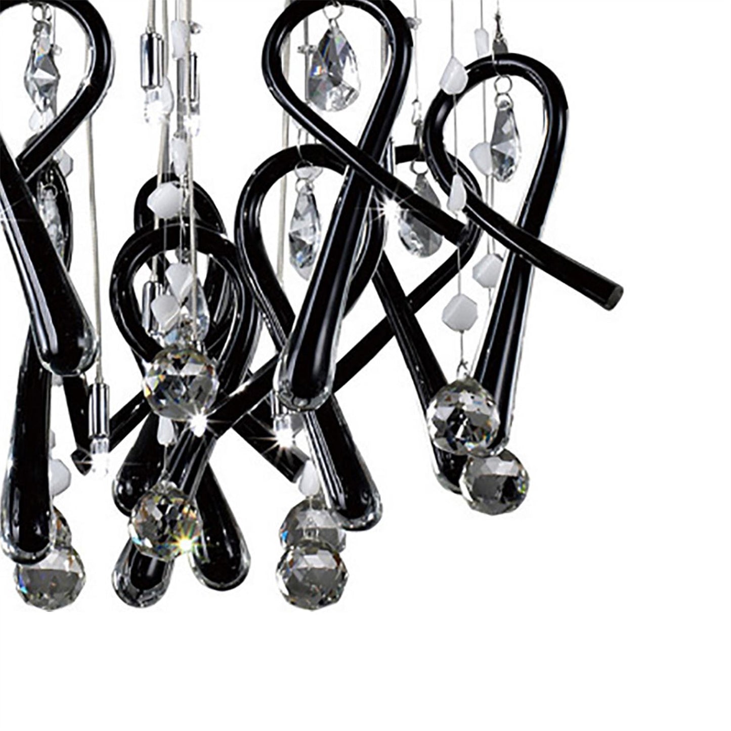 Diyas Class 45cm  Round 10 Light G4 Polished Chrome/Black Glass/Crystal, NOT LED/CFL Compatible Ceiling Pendant Light Fitting