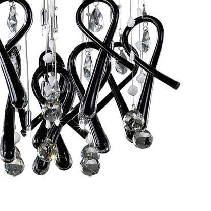 Diyas Class 45cm  Round 10 Light G4 Polished Chrome/Black Glass/Crystal, NOT LED/CFL Compatible Ceiling Pendant Light Fitting
