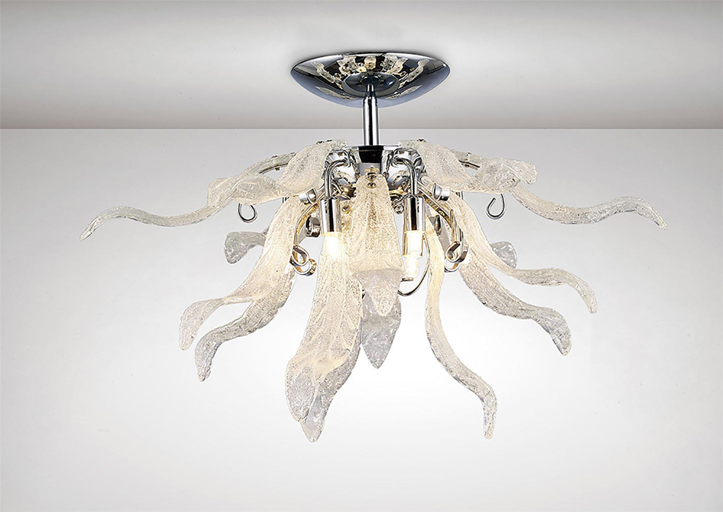 Diyas Lily 55cm  6 Light G9 Polished Chrome/Sand Glass Ceiling Light Fitting
