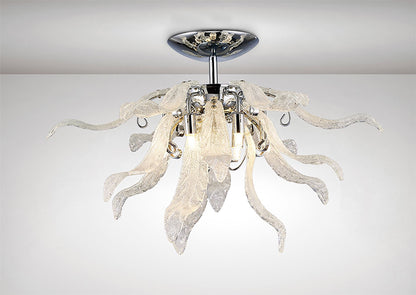 Diyas Lily 55cm  6 Light G9 Polished Chrome/Sand Glass Ceiling Light Fitting