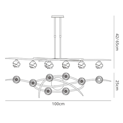 Mantra M1800 Loop Rectangular Telescopic 8 Light G9 ECO Line, Polished Chrome