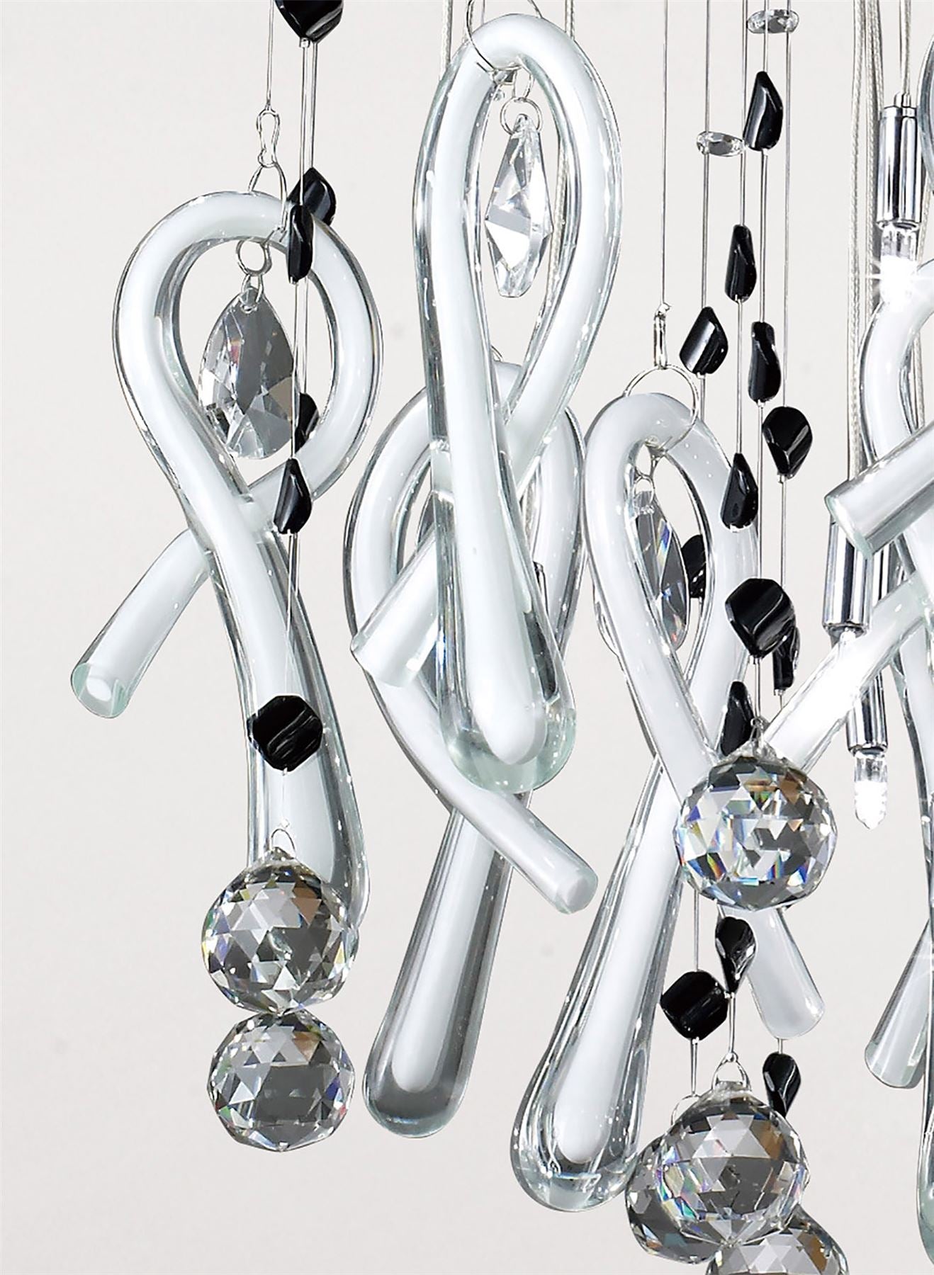 Diyas Class 60cm  Round 20 Light G4 Polished Chrome/White Glass/Crystal, NOT LED/CFL Compatible Ceiling Pendant Light Fitting