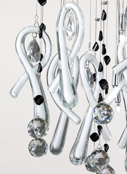 Diyas Class 60cm  Round 20 Light G4 Polished Chrome/White Glass/Crystal, NOT LED/CFL Compatible Ceiling Pendant Light Fitting
