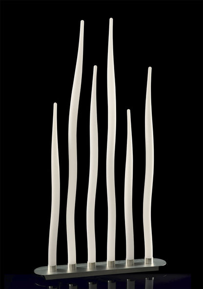 Mantra Estalacta Floor Lamp 6 Light GU10 Bar Indoor/Outdoor IP44, Silver/Opal White
