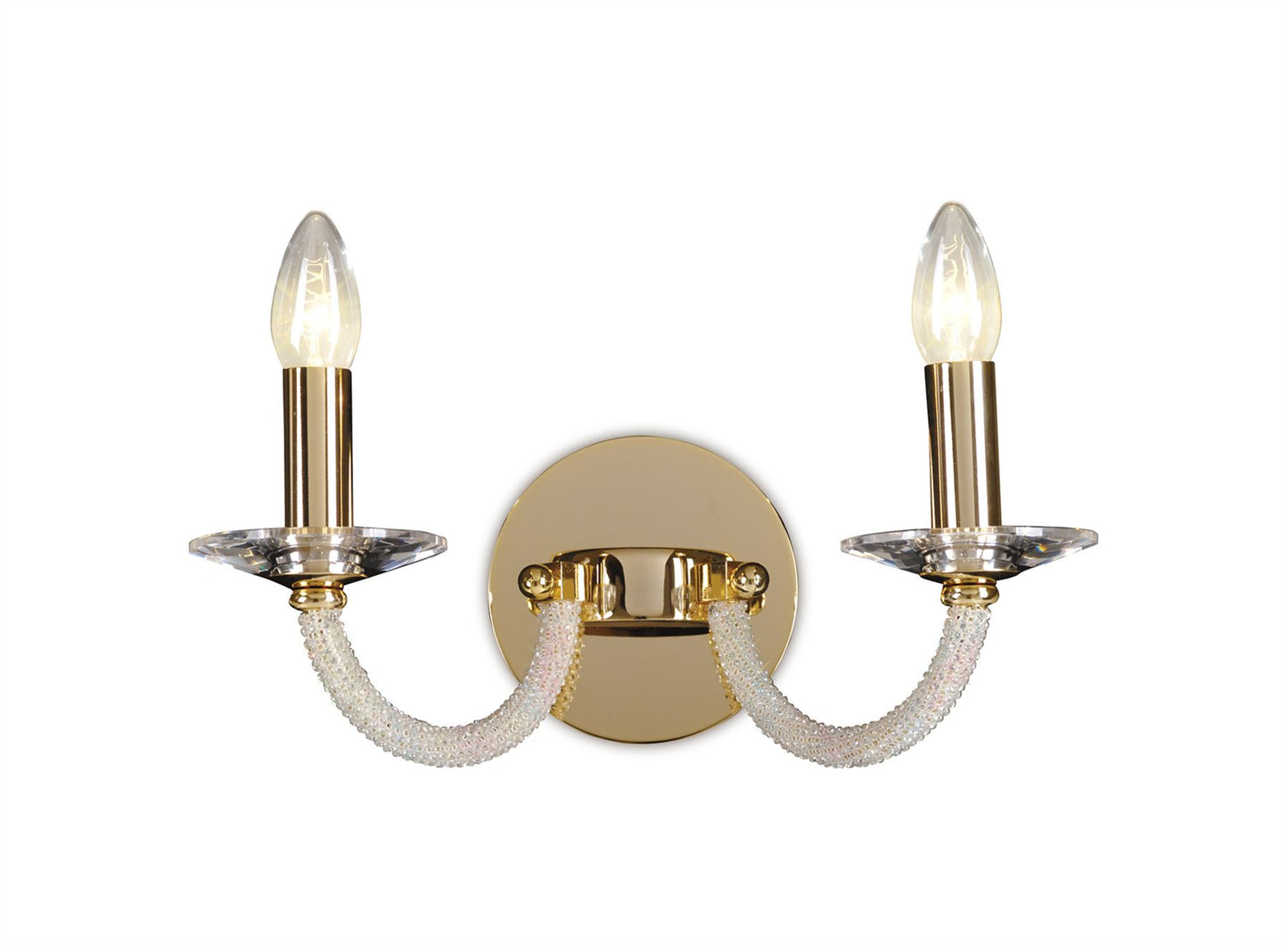 Diyas Elena Wall Light Switched 2 Light E14 Gold/Crystal