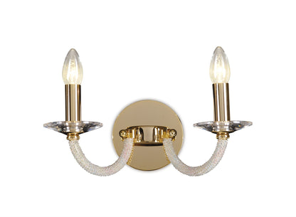 Diyas Elena Wall Light Switched 2 Light E14 Gold/Crystal