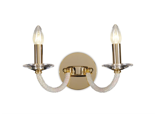 Diyas Elena Wall Light Switched 2 Light E14 Gold/Crystal