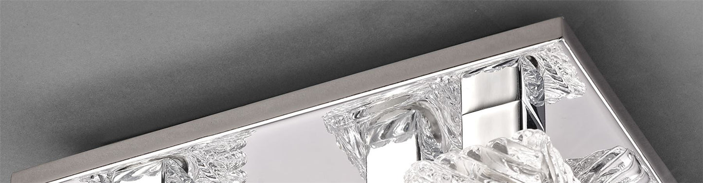 Deco Accor Ceiling Flush 5 Light G9, 230mm Square, Polished Chrome/Clear Glass