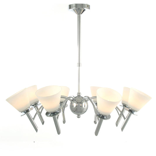 Diyas Kristina 64cm  8 Light G9 Polished Chrome/Opal Glass Ceiling Pendant Light Fitting