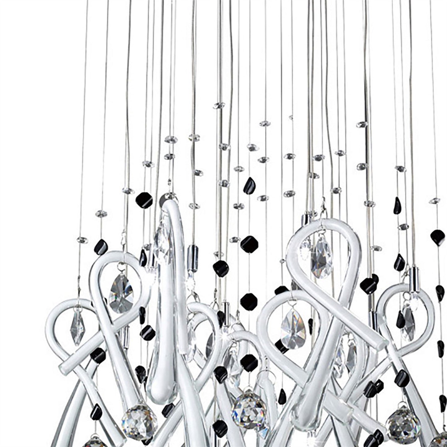 Diyas Class  Square 10 Light G4 Polished Chrome/White Glass/Crystal, NOT LED/CFL Compatible Ceiling Pendant Light Fitting