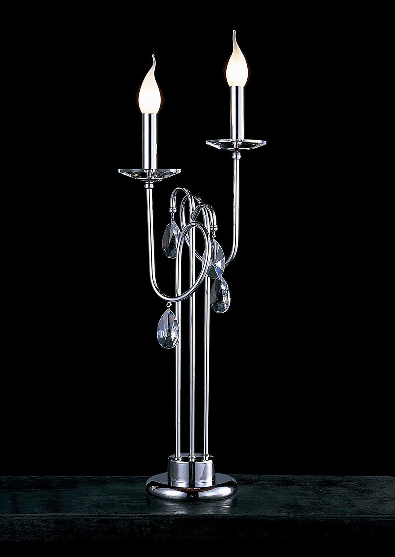 Diyas Danya Crystal Table Lamp 2 Light E14 Polished Chrome