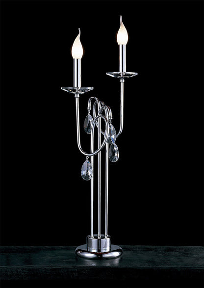 Diyas Danya Crystal Table Lamp 2 Light E14 Polished Chrome