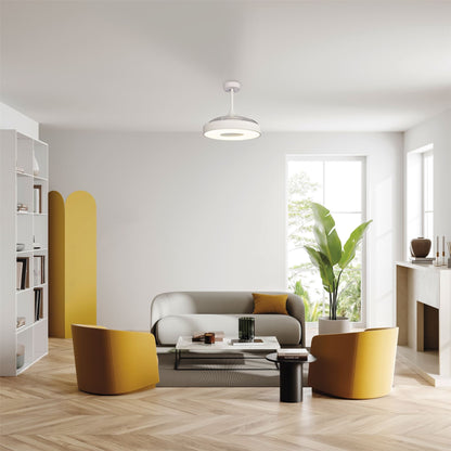 Coin Air 60W LED Dimmable Ceiling Light With Built-In 30W DC Reversible Fan, Remote & APP Control, White, 3300lm, 5yrs Warranty
