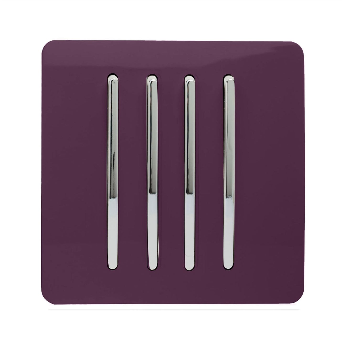 Trendi 4 Gang 2 Way Artistic Modern Glossy 10 Amp Rocker Tactile Light Switch Plum