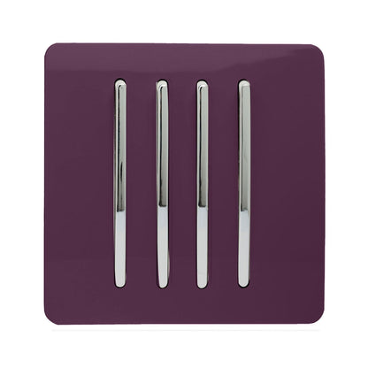 Trendi 4 Gang 2 Way Artistic Modern Glossy 10 Amp Rocker Tactile Light Switch Plum