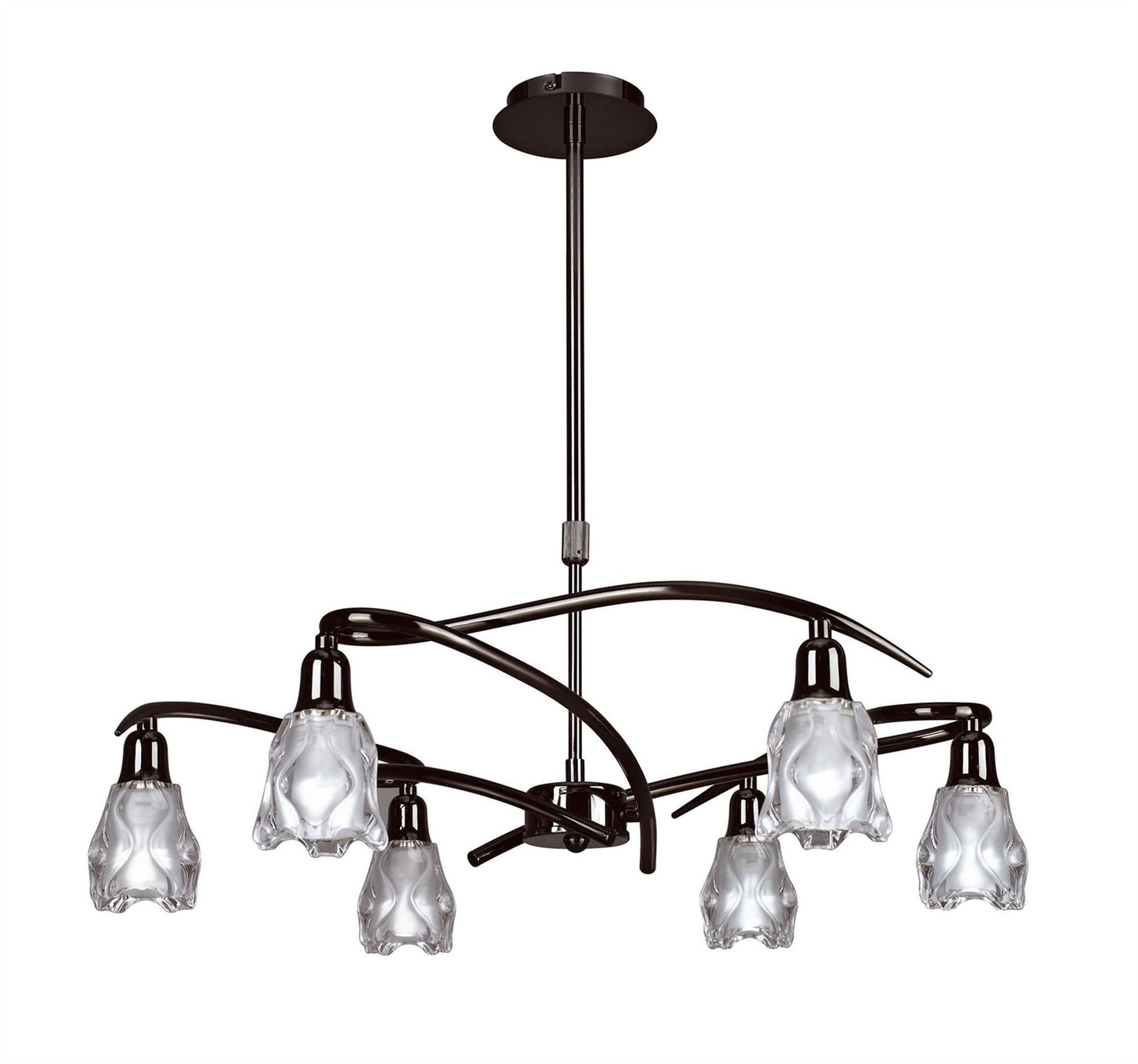 Mantra Amel 61cm Telescopic Convertible To Semi Flush 6 Light L1/SGU10, Black Chrome, CFL Lamps INCLUDED