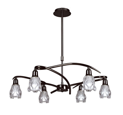 Mantra Amel 61cm Telescopic Convertible To Semi Flush 6 Light L1/SGU10, Black Chrome, CFL Lamps INCLUDED