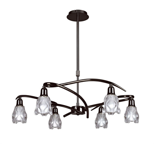 Mantra Amel 61cm Telescopic Convertible To Semi Flush 6 Light L1/SGU10, Black Chrome, CFL Lamps INCLUDED