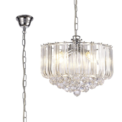 Deco Lana Pendant with Acrylic Spheres, 3 Light E14 Polished Chrome Finish