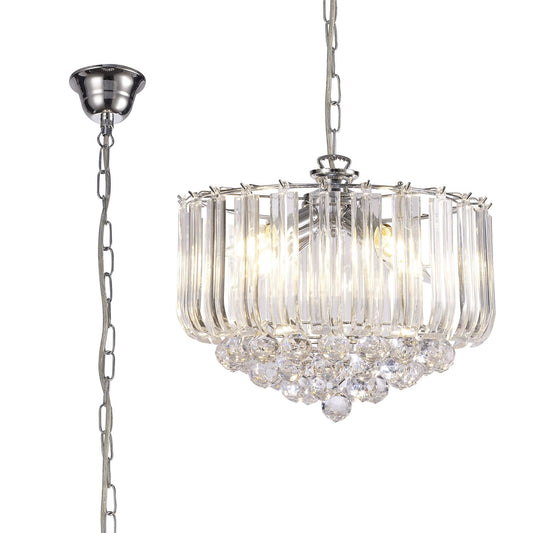 Deco Lana Pendant with Acrylic Spheres, 3 Light E14 Polished Chrome Finish