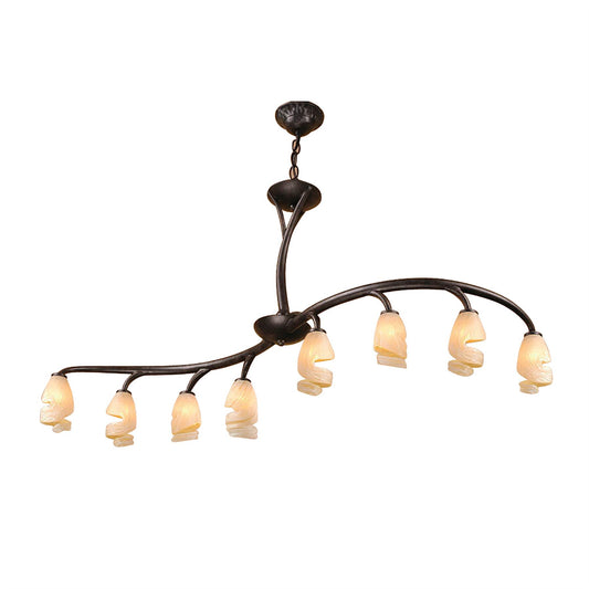 Mantra Forest Semi Ceililng 8 Light G9 Bar, Brown, Black Oxide