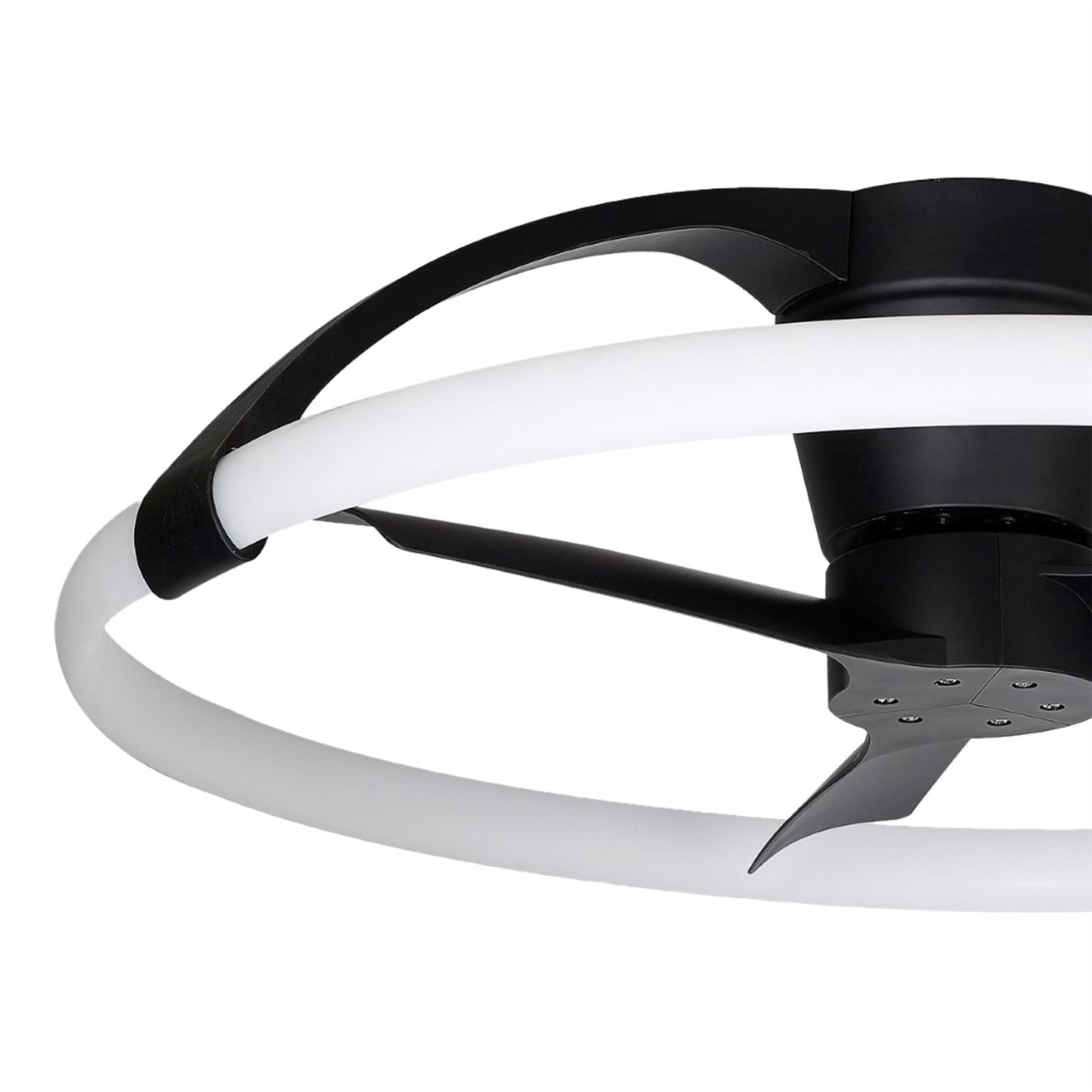 Nepal Mini 75cm 55W LED Dimmable Ceiling Light With Built-In 30W DC Reversible Fan, Black, c/w Remote & APP Control, 5200lm