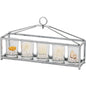 Diyas Home (DH) Athena 5 Candle Holder Small Polished Chrome/Clear Glass Art