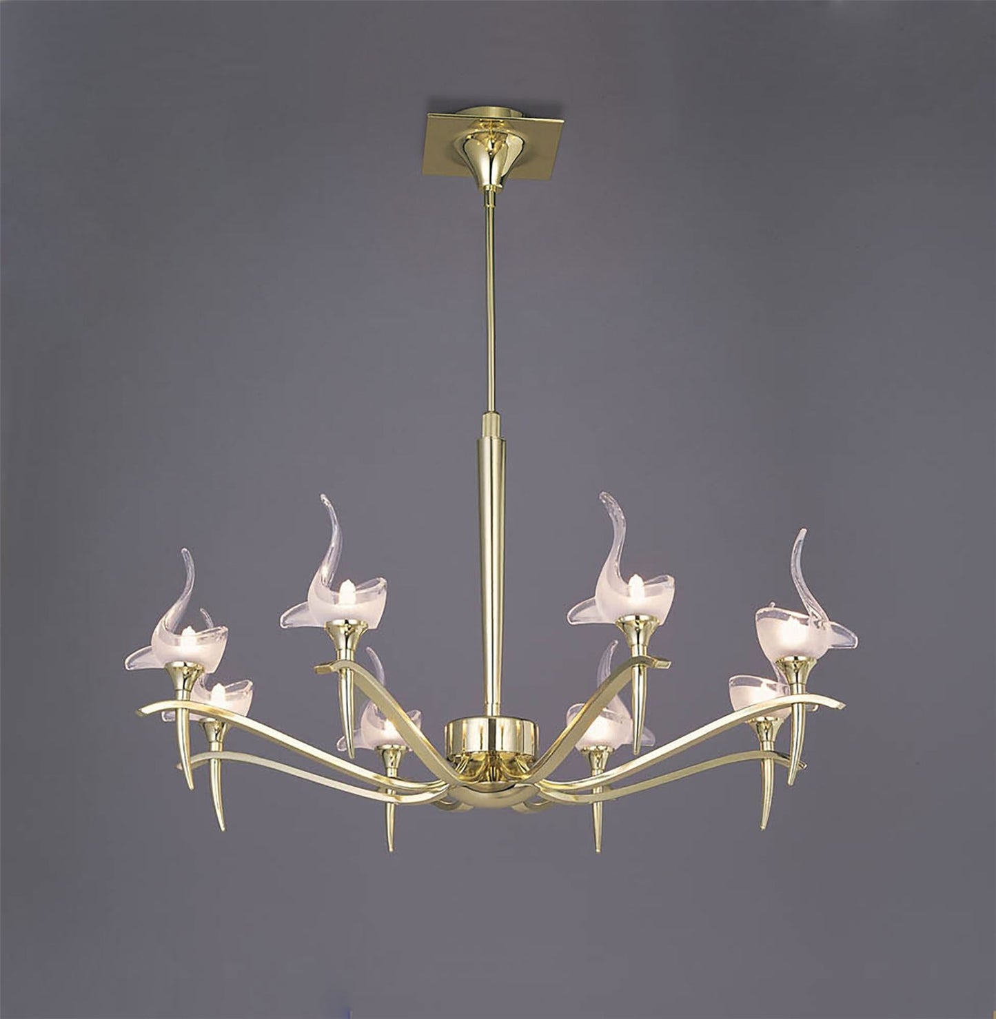 Mantra Viena 71.5cm Telescopic Pendant Round 8 Light G9, Polished Brass