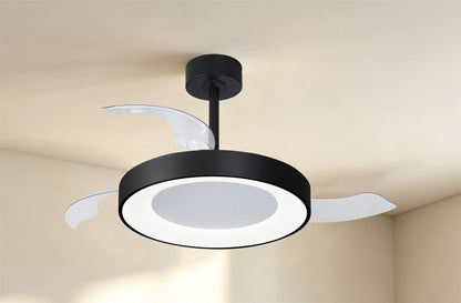Niseko Fan M 49cm 50W LED Dimmable Ceiling Light With Built-In 30W DC Fan, 2700-5000K Remote Control, 5500lm, Black, 5yrs Warranty