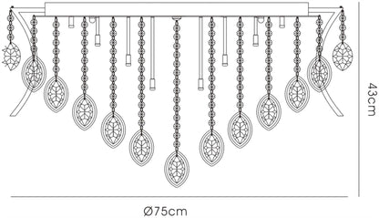 Diyas Mios 75cm  15 Light G4 Polished Chrome/Crystal, NOT LED/CFL Compatible Ceiling Light Fitting