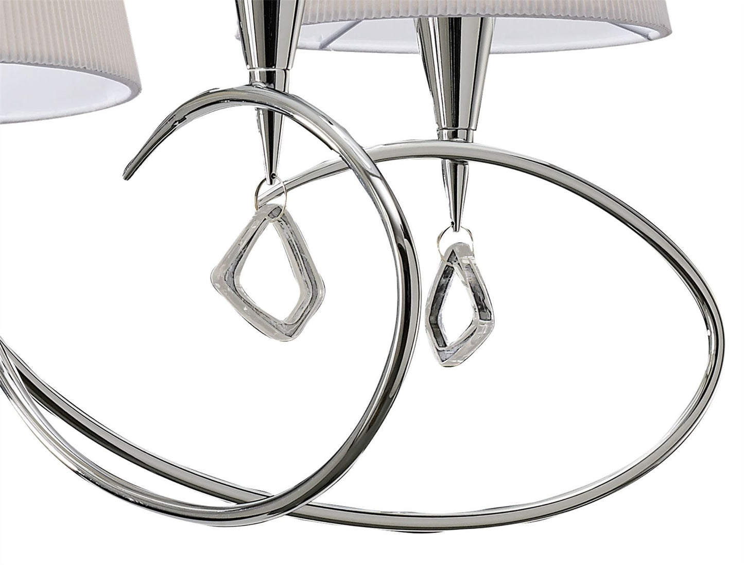 Mantra M1641 Mara Pendant 5 Light E14, Polished Chrome with Ivory White Shades